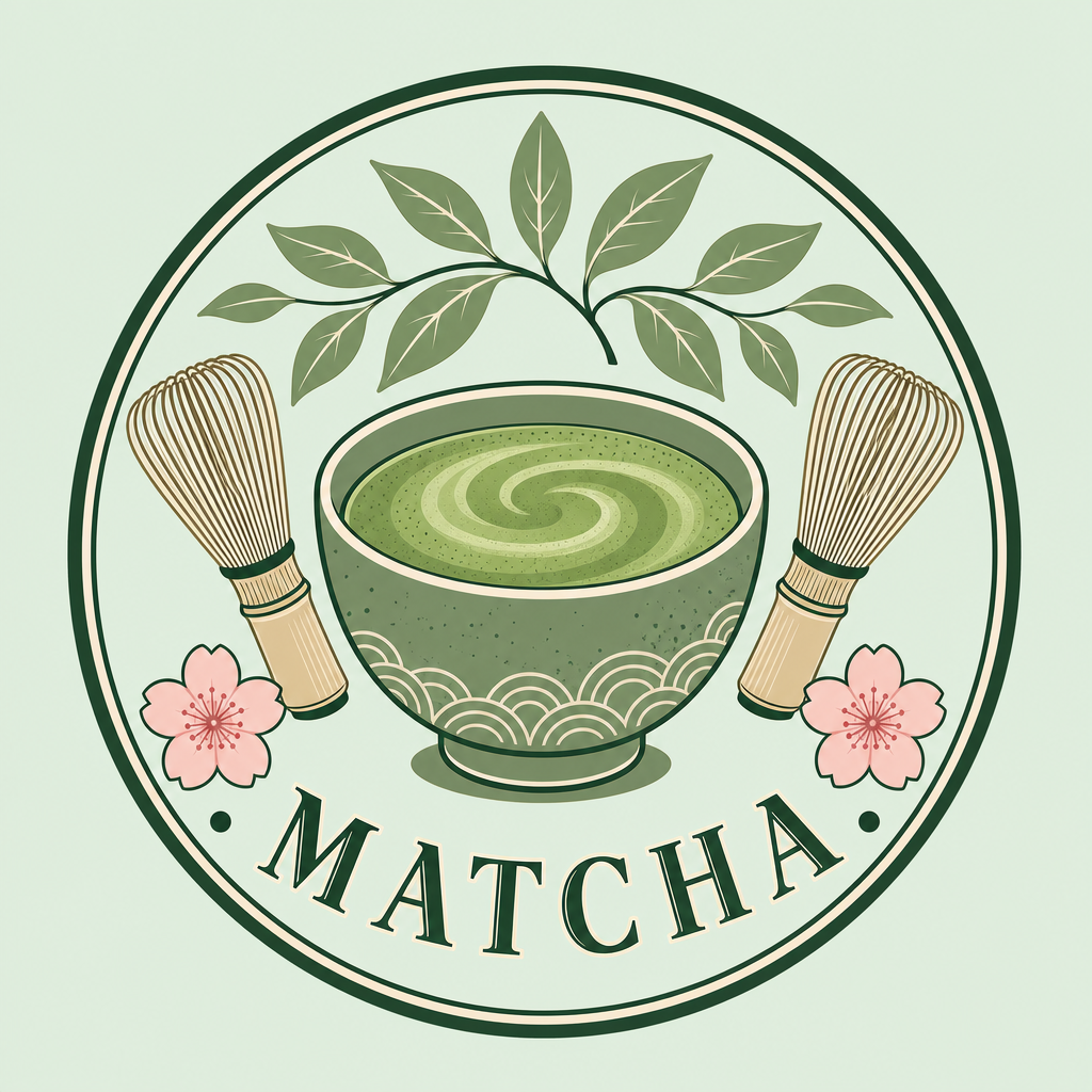 Elegant matcha café emblem rendered as a clean vector badge ...